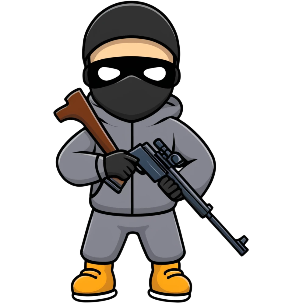 Boy with a ski mask and a gun￼ emoji