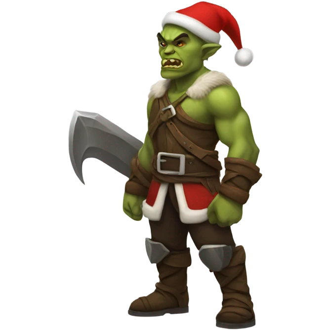Fierce Orc ranger wearing santa hat emoji