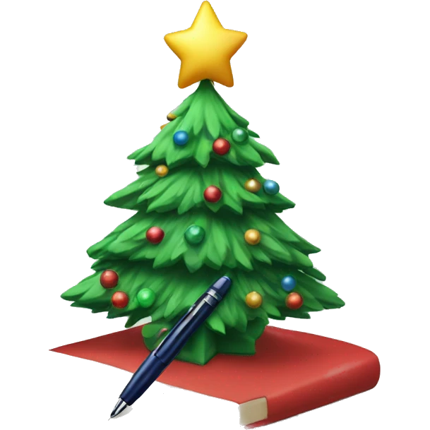 christmas tree with pen emoji