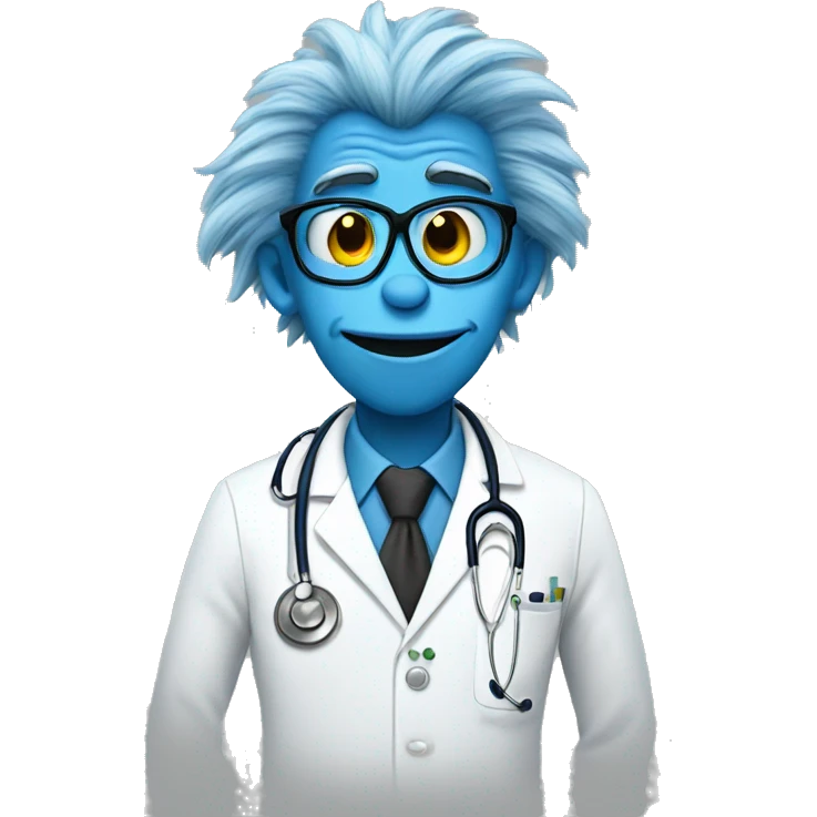 Blue grinch as a doctor emoji
