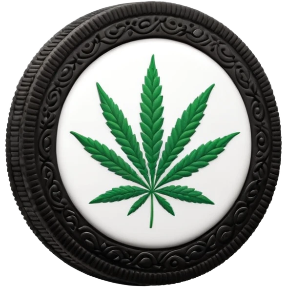 black and white oreo cookies with cannabis leaf emoji