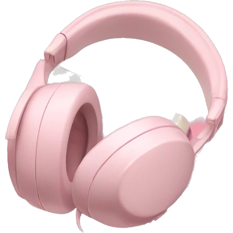 Light pink headphones laying on a closed light pink book emoji