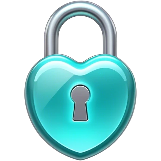 Holographic and glassmorphic turquoise lock emoji