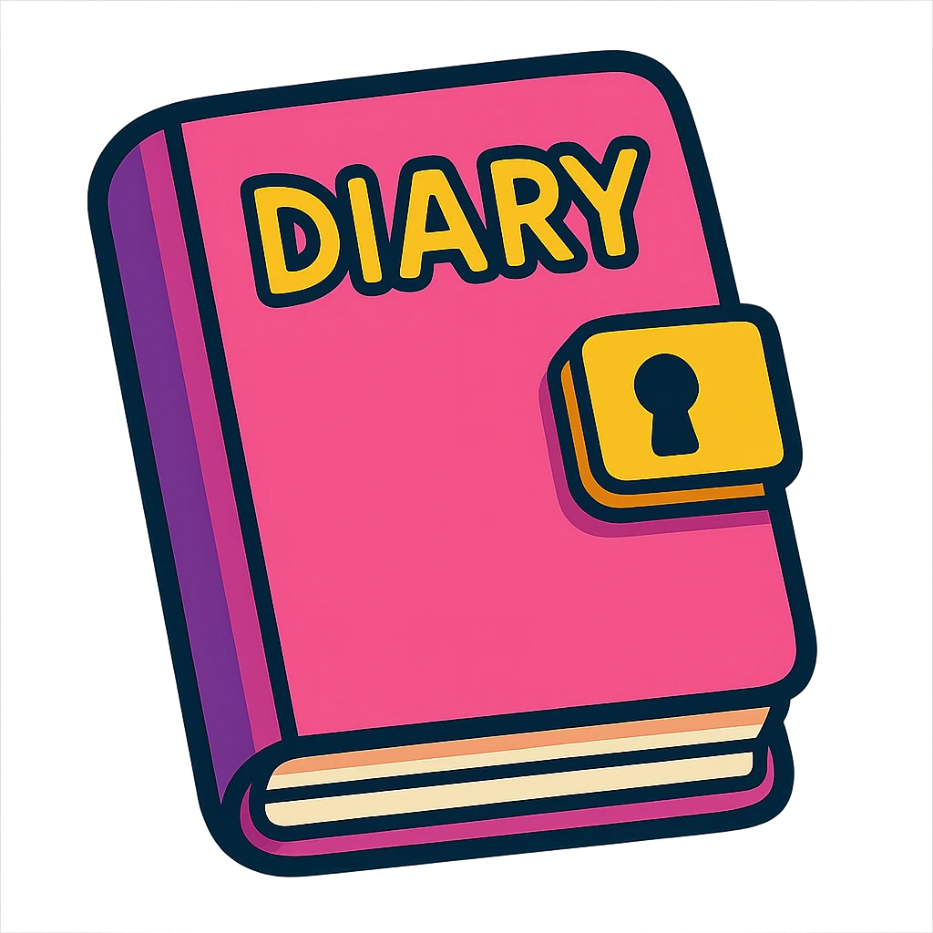 a pink diary, vibrant toon style emoji