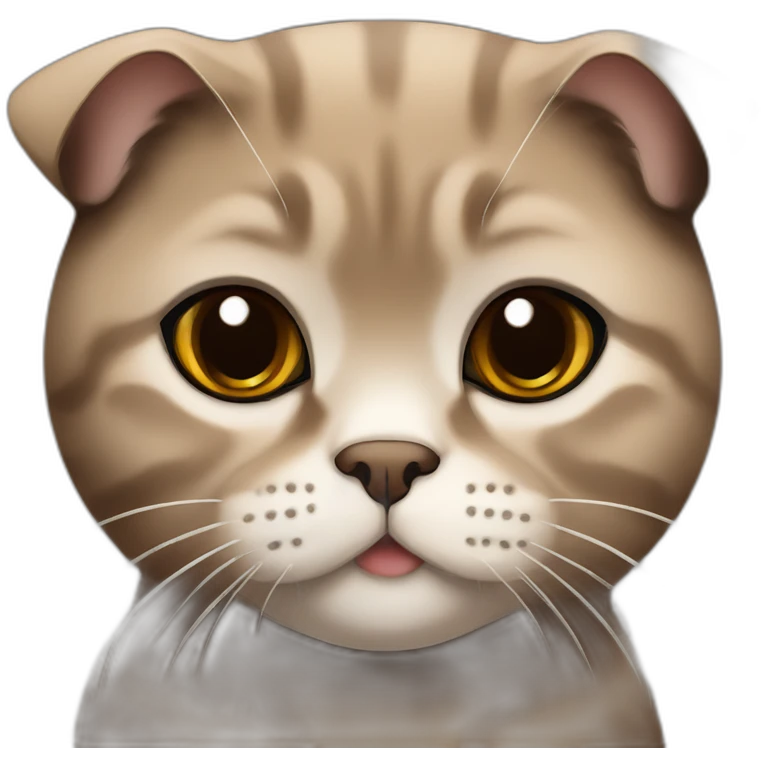Dark brown and beige Scottish fold breed cat emoji