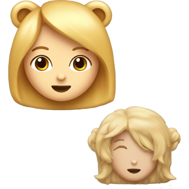 Crea un emoji minimalista de chica rubia de pelo liso abrazando un osito de peluche. El emoji debe ser simple, con estilo plano, sin sombras ni efectos 3D, y con un fondo transparente. emoji