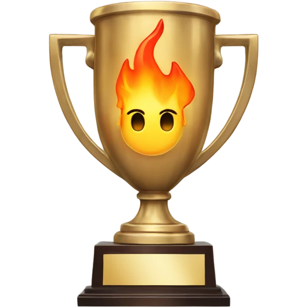 Trophy with fire flames with a plaque that reads FIRE  emoji