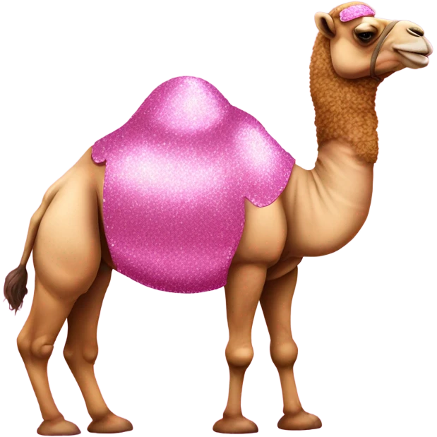 Pink 2 hump camel with glitter standing emoji