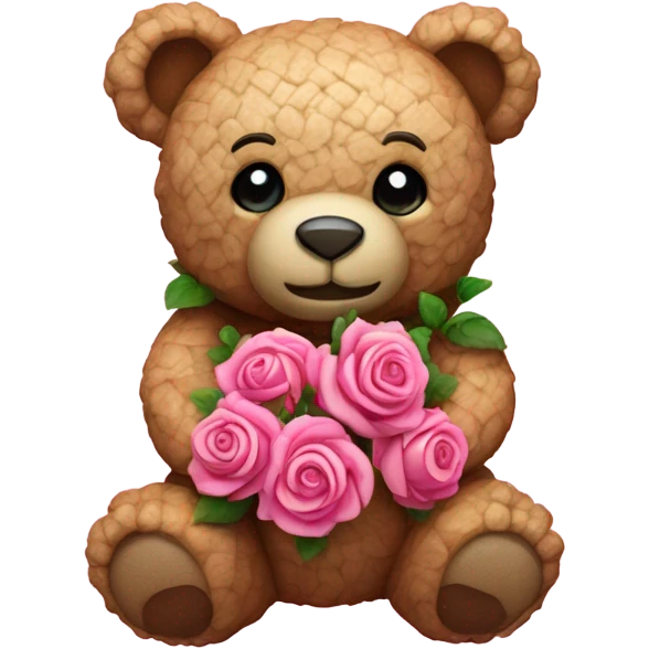 Valentine’s cute teddy bear made out of tiny roses  emoji