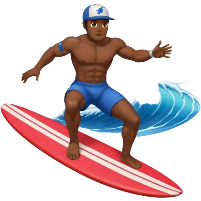 Dark muscular SUP surfer Hawaii wearing a baseball cap emoji