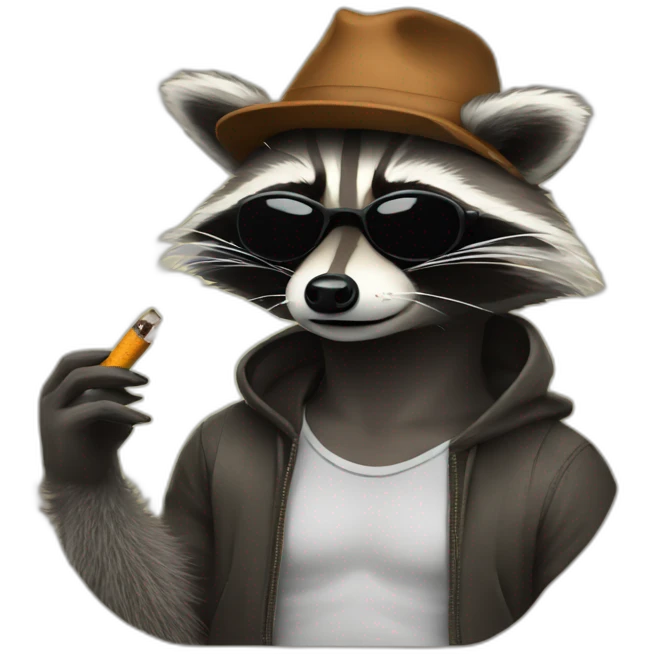 raccoon hoodstyle smoking emoji