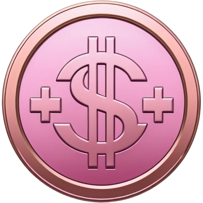 pink coin with dollar sign emoji