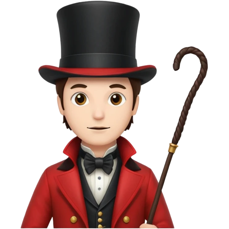 Ringmaster – Man in red coat and top hat, holding a whip or mic emoji