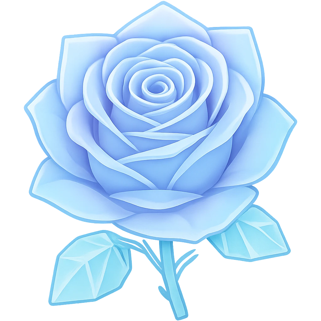 Make the rose made of ice pastel colored in the style of emoji, with no background. emoji
