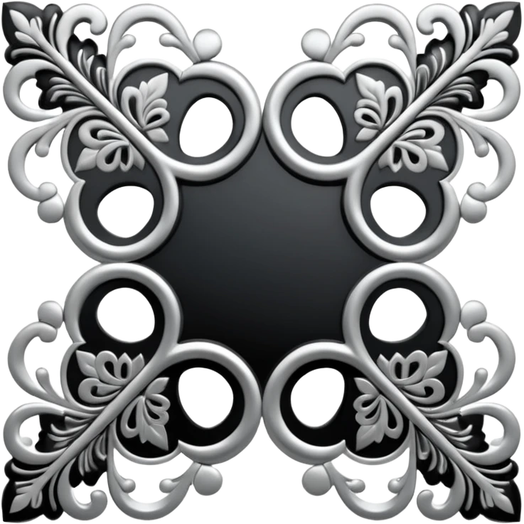 Black and silver filigree page corner, 3D, extremely detailed design emoji