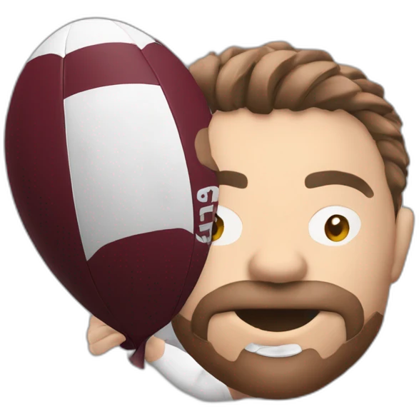 Rugbyman avec un ballon dans la main qui porte le logo du Servette rugby club  emoji
