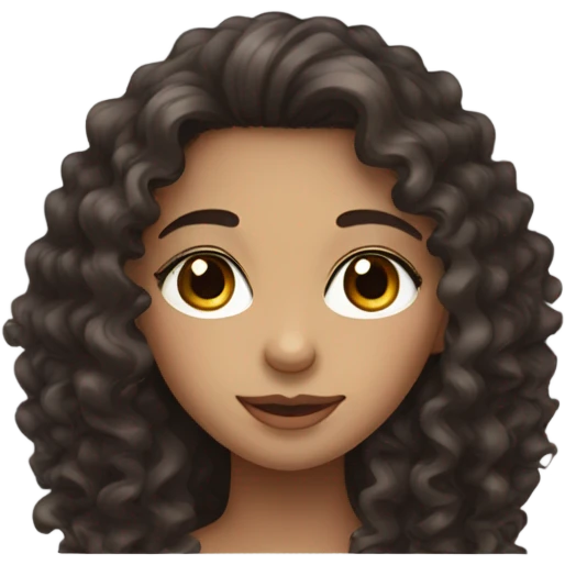 Curly haired girl with long eyelashes and dark brown hair  emoji