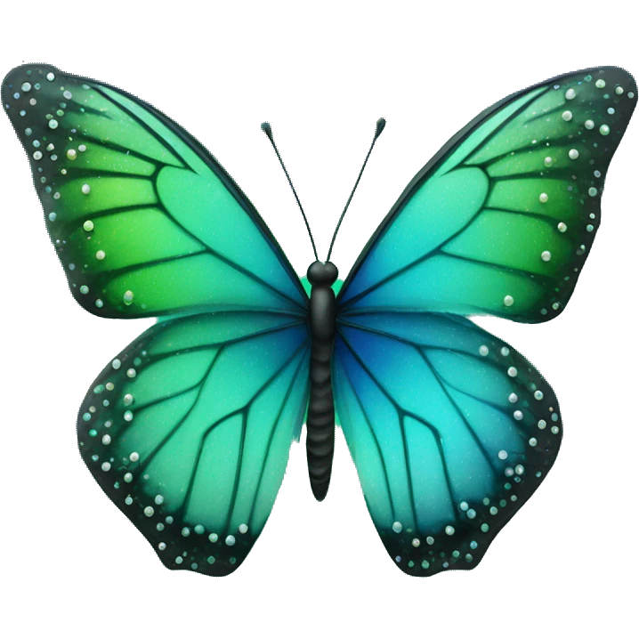 Blue and green ombre butterfly with sparkly wings emoji