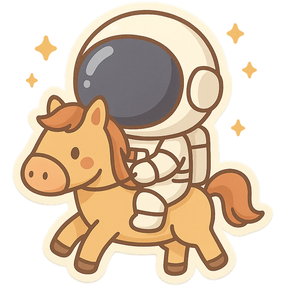 astronaut on horseback with stars in background emoji