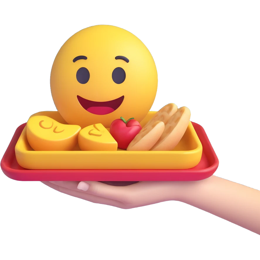 a 3D emoji style icon of a hand holding a tray, symbolizing service emoji