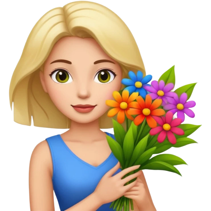 woman with big bouquet of flowers emoji