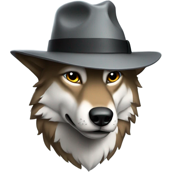 Wolf wearing a fedora  emoji
