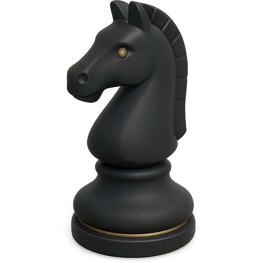a chess knight in 3D black style emoji