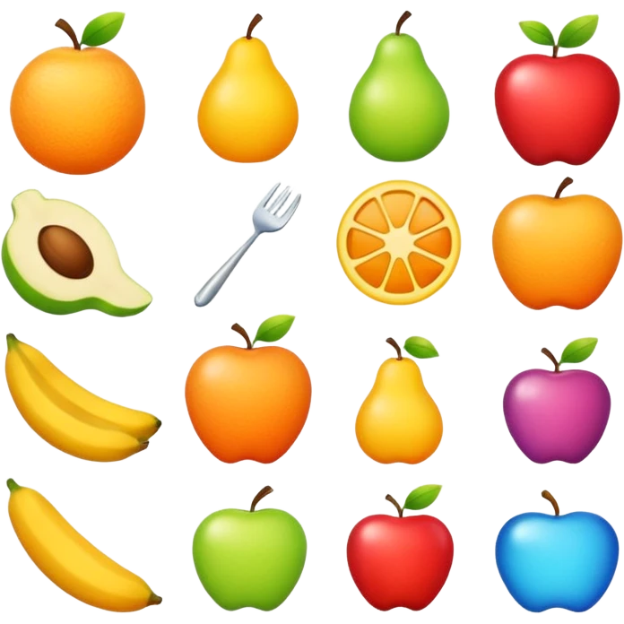 12 object emojis.
One different color.
No faces.
Clean background. emoji