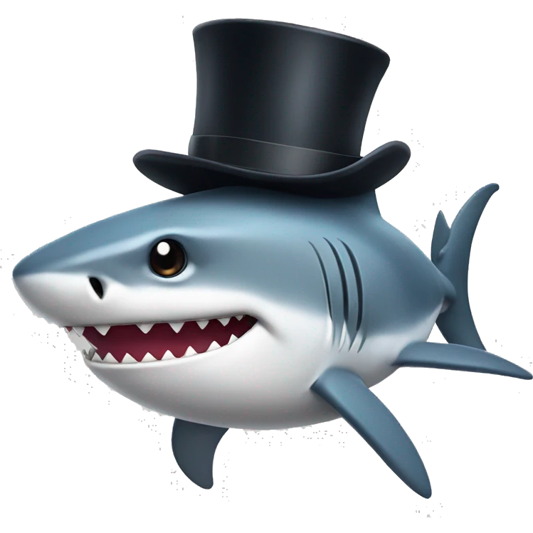 Shark with a top hat emoji
