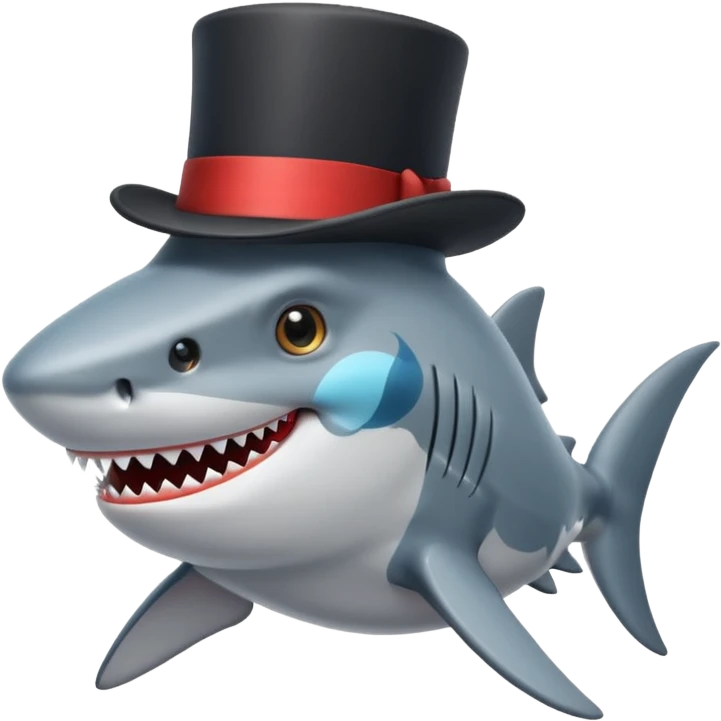Shark with a top hat emoji