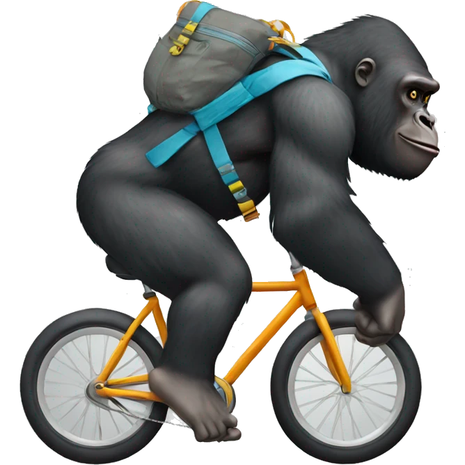 Gorilla wearing a backpack on a bike emoji
