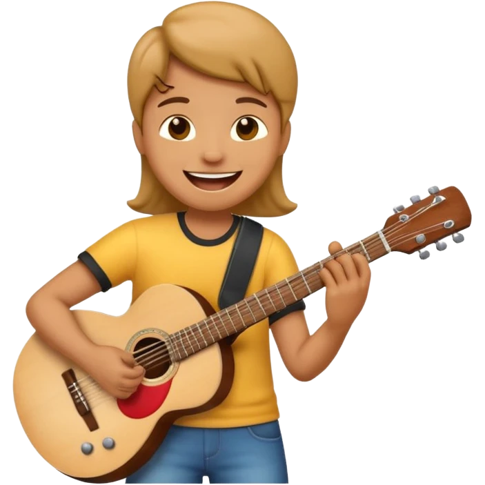 Emoji character playing the guitar emoji
