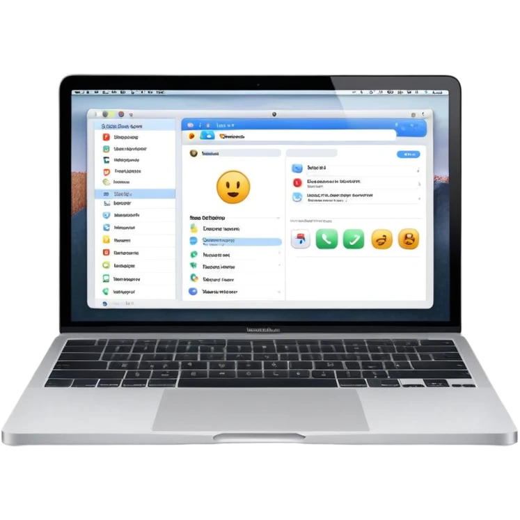 MacBook laptop with task management app open on screen emoji