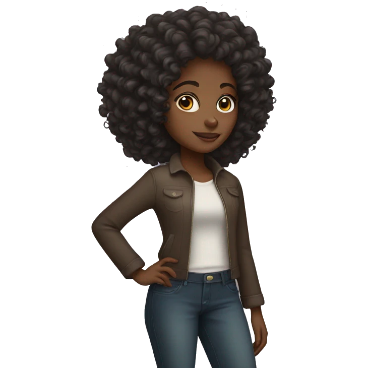 black girl with curly hair emoji