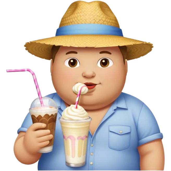 A fat person having a milk shake emoji