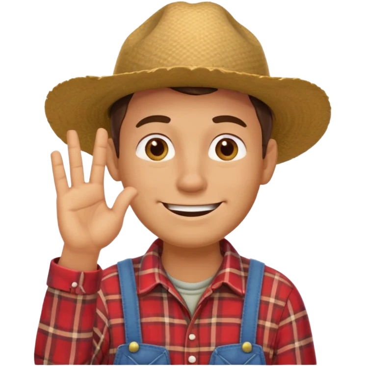 combination of these 👨‍🌾😄 with 🤔 gesture; a and under his face and thinking emoji