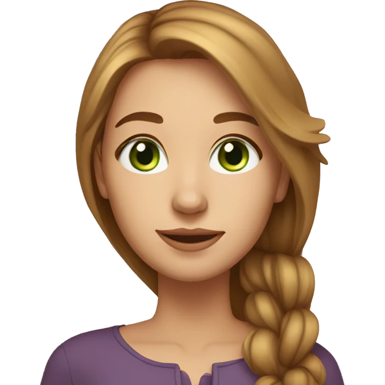 girl, 35 years old, long light brown hair, green eyes and prominent nose emoji