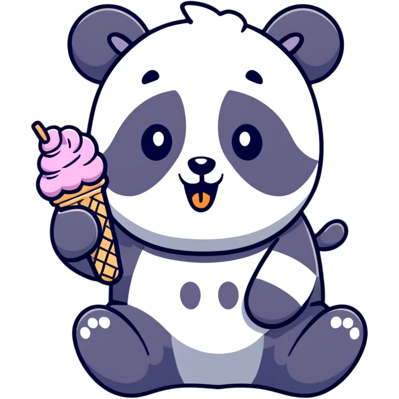 Panda eating ice cream emoji