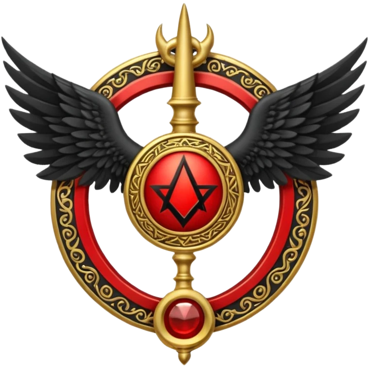 Holy Emblem with black wings and horn and red tetragrammaton in the middle emoji