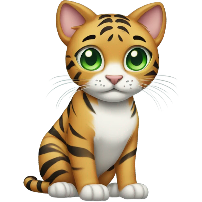 Tiger cat with green eyes emoji