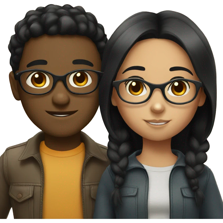 A couple of a boy and a girl, the boy have black hair and glasses emoji