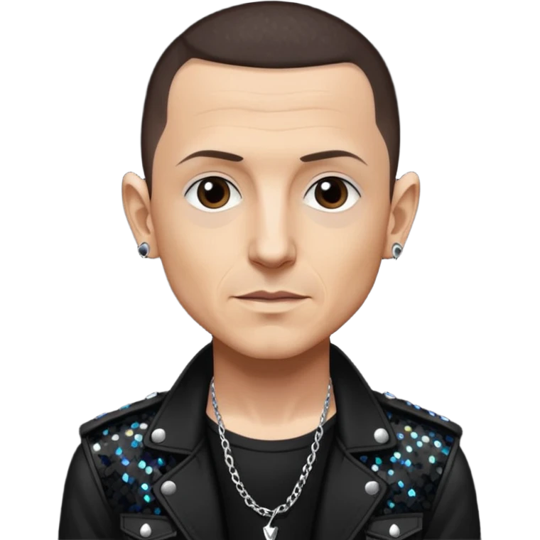Chester Bennington with dark brown hair, black sequin tour outfit emoji