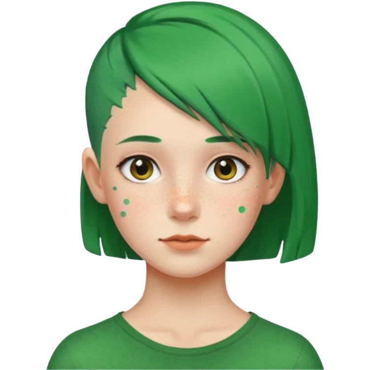girl with side of head shaved green hair emoji
