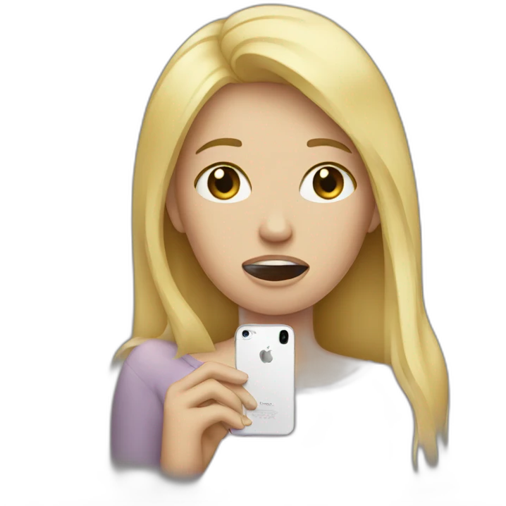blonde woman crying holding an iphone emoji