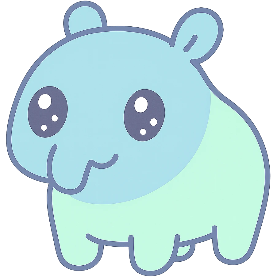 a tapir in a kawaii style, with big eyes and a chubby body emoji