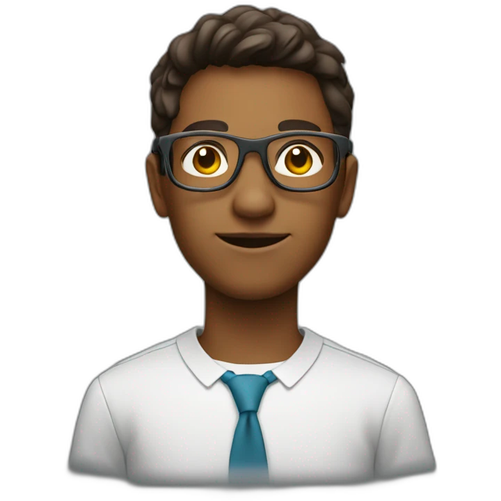 a young man with smart glasses inteligent emoji