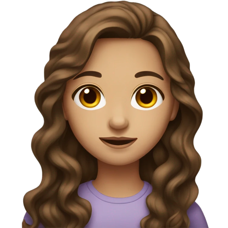 Beautiful girl,brown hair,wavy hair，long hair, brown eyes emoji