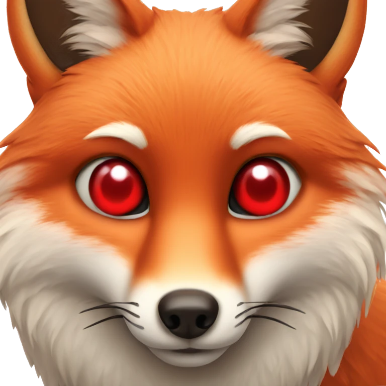 deep lush red fox face with tiny red heart instead of eyes emoji
