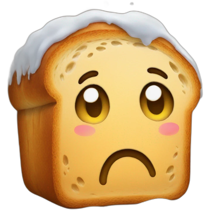 A loaf of sad bread on snow and emoji  emoji