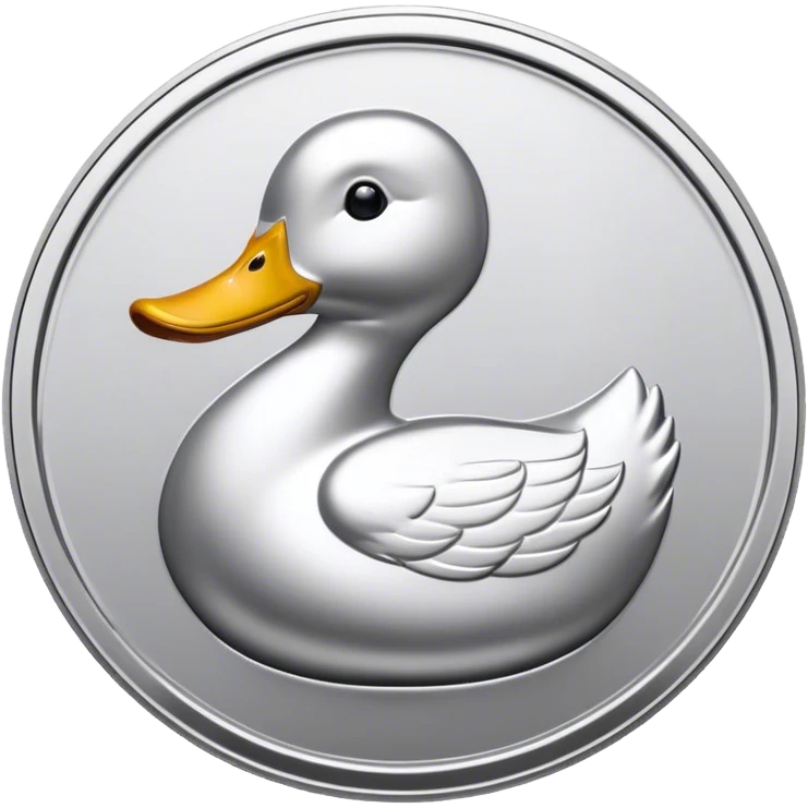 silver coin with a duck on it, the entire coin and duck are silver emoji